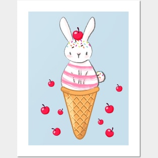 Bunny Ice Cream Posters and Art